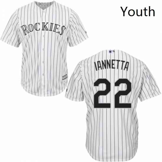 Youth Majestic Colorado Rockies 22 Chris Iannetta Replica White Home Cool Base MLB Jersey